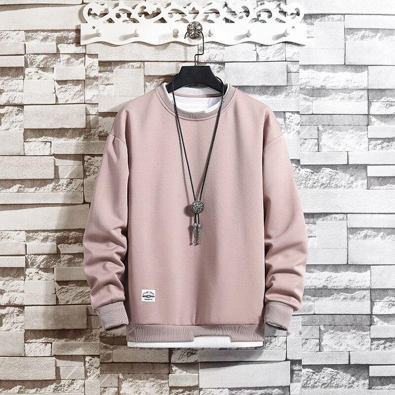 Men's Casual Solid Color O-neck Sweatshirt - AM APPAREL