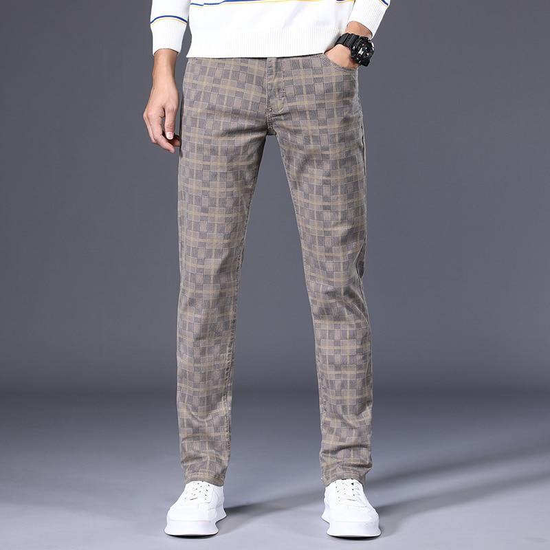 Men's Classic/Formal Plaid Elastic Pants - AM APPAREL