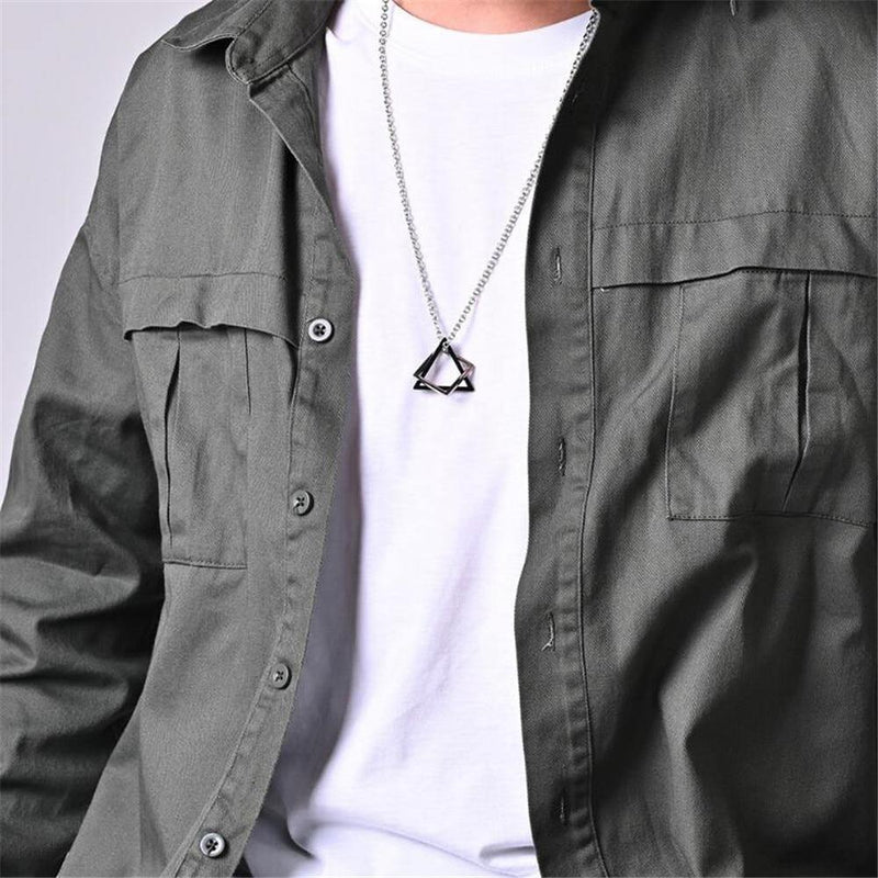 Men's Creative Geometric Square Pendent Necklace - AM APPAREL