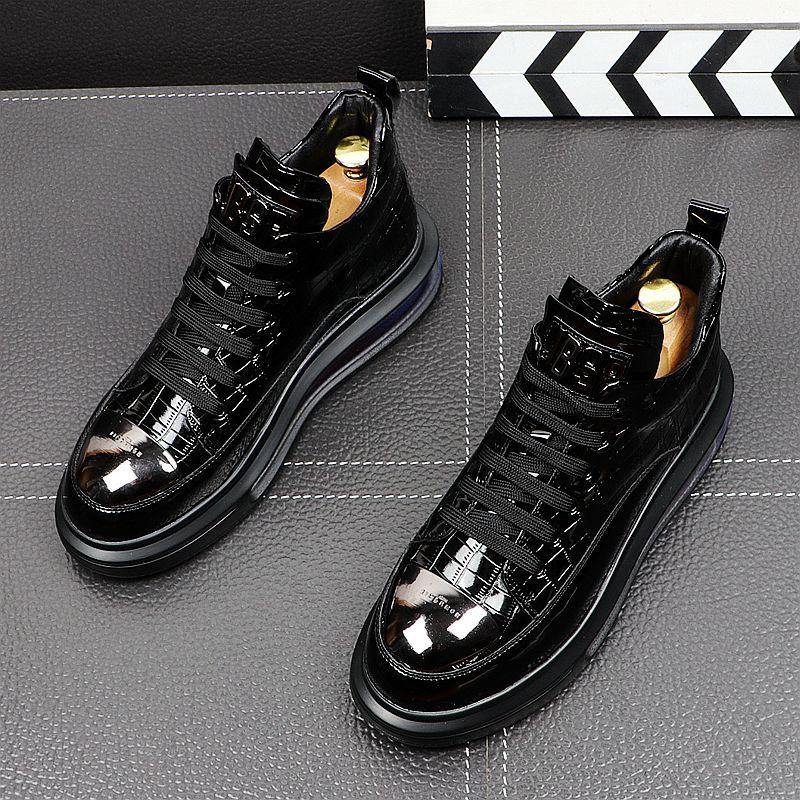 Men's  Designer Faux Leather Sneakers - AM APPAREL