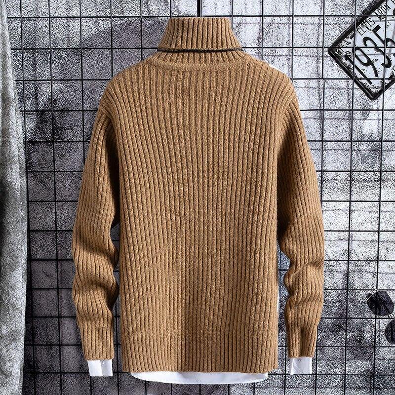 Men's Fall Turtleneck Patchwork Sweatshirt - AM APPAREL