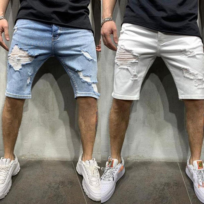 Men's Fashion Casual Slim Fit Stretchy Short Jeans - AM APPAREL