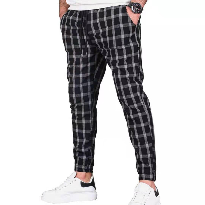 Men's Fashion Plaid Skinny Pencil Pants - AM APPAREL