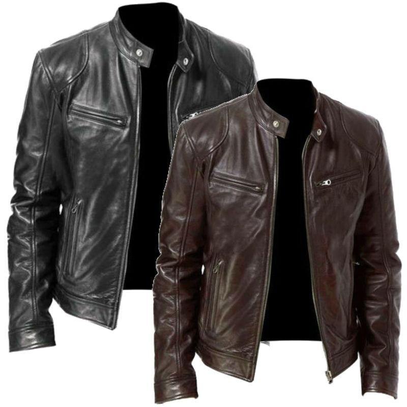 Men's Fashion Slim Fit Vinyl Jacket - AM APPAREL