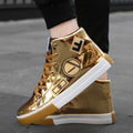 Men's Faux Leather High Top Shinny Sneakers - AM APPAREL