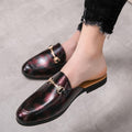 Men's Fax Leather Backless Loafers - AM APPAREL