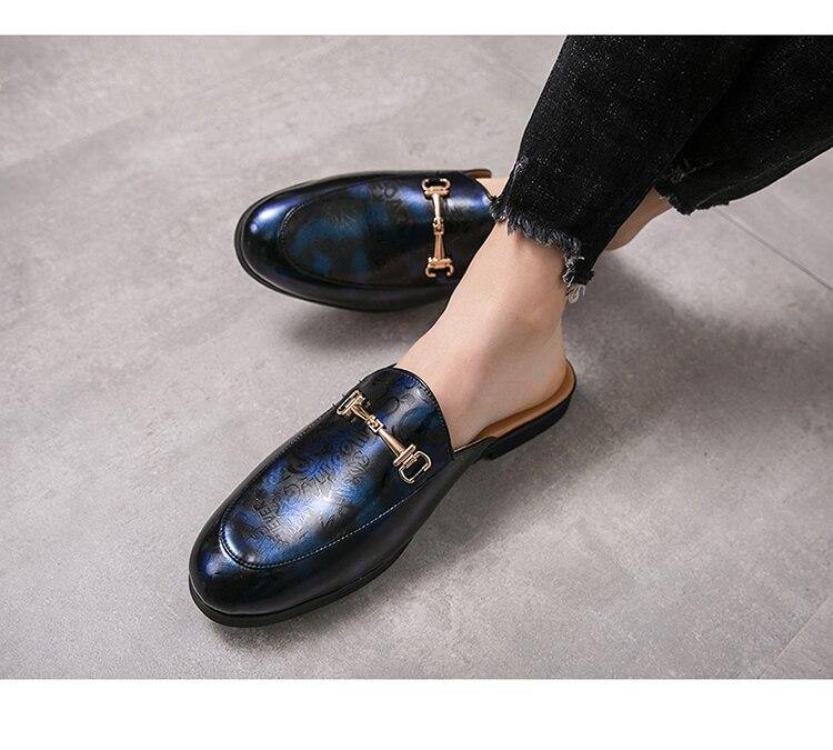 Men's Fax Leather Backless Loafers - AM APPAREL