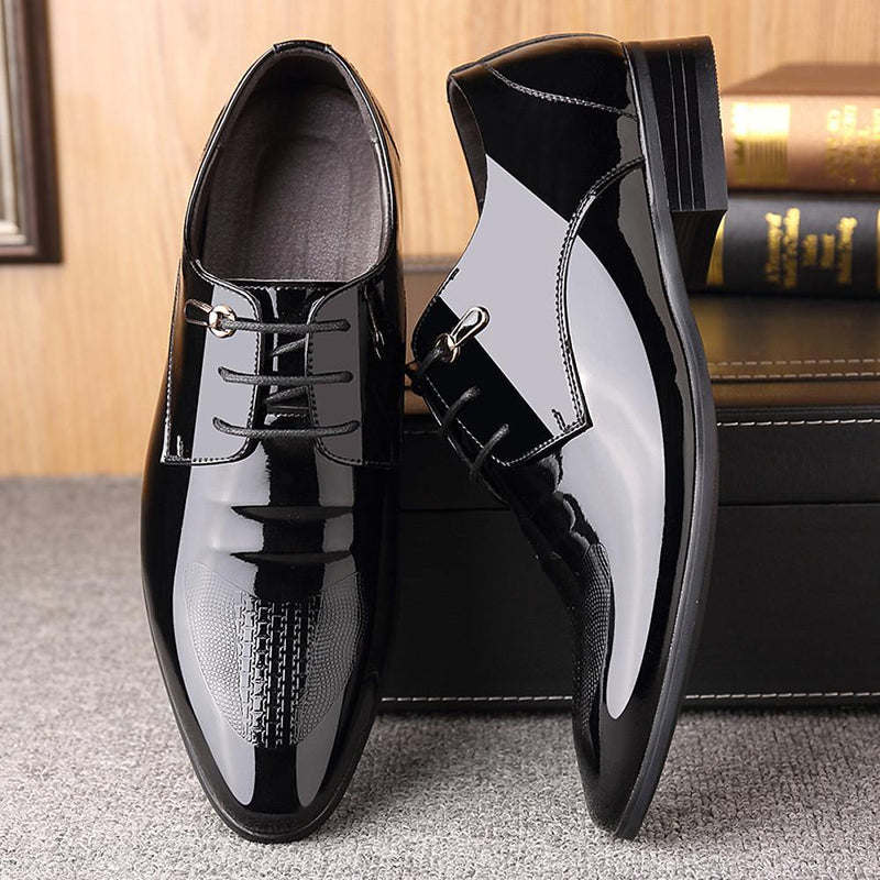 Men's Formal Patent Leather Spring Oxfords Shoes - AM APPAREL