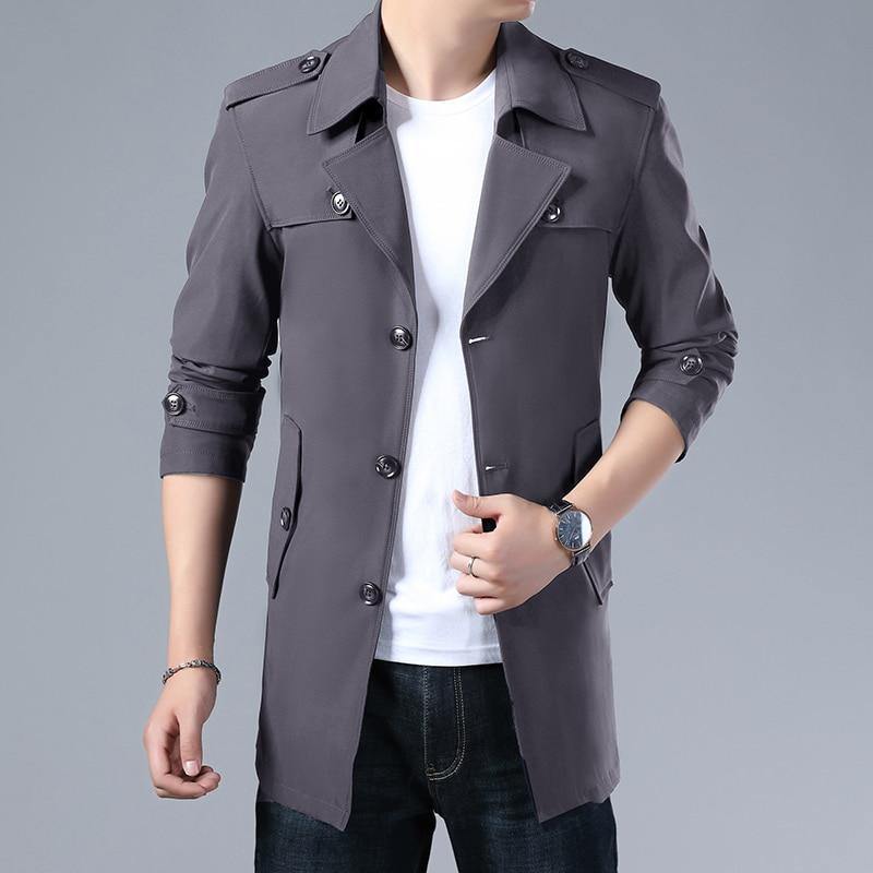 Men's Formal Trench Coats W/ Buttons - AM APPAREL