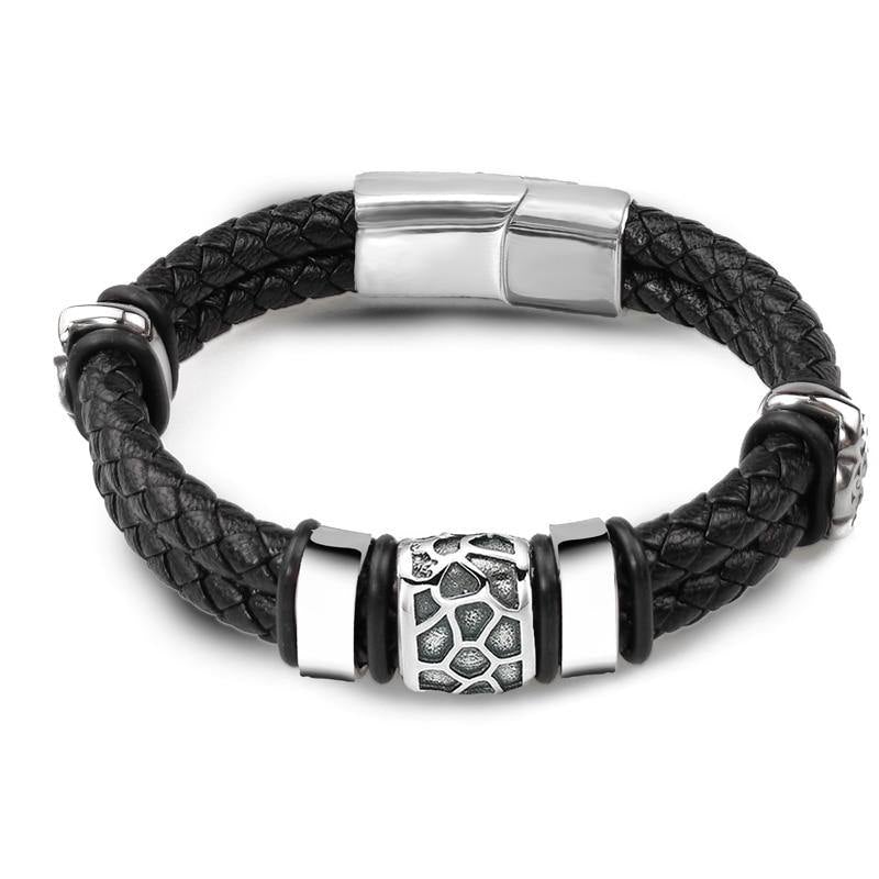 Men's Genuine Braided Leather Bracelets - AM APPAREL