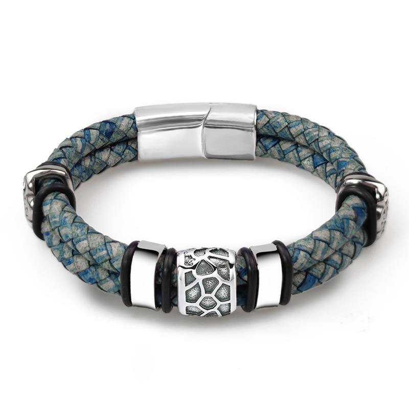 Men's Genuine Braided Leather Bracelets - AM APPAREL