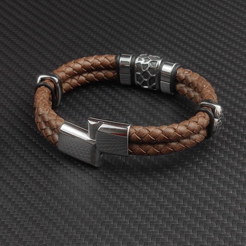 Men's Genuine Braided Leather Bracelets - AM APPAREL