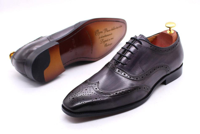 Men's Genuine Leather Brogue Business Oxford Shoes - AM APPAREL