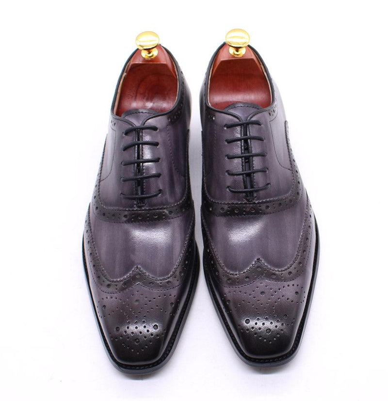 Men's Genuine Leather Brogue Business Oxford Shoes - AM APPAREL