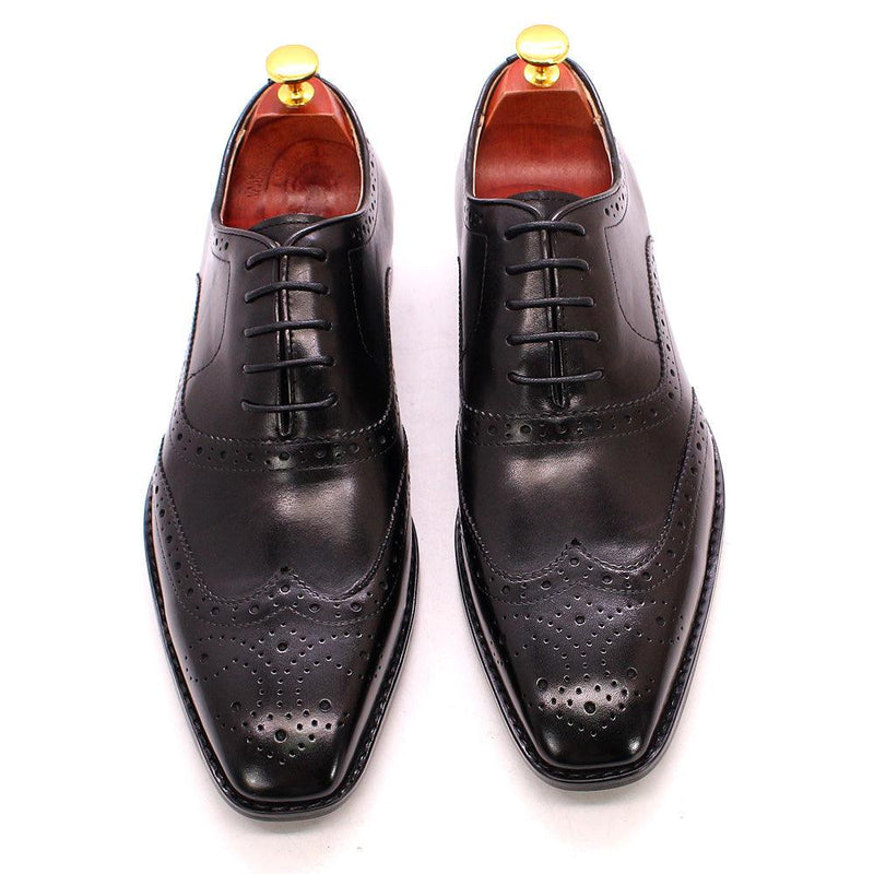 Men's Genuine Leather Brogue Business Oxford Shoes - AM APPAREL