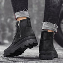 Men's Genuine Leather High Top Zipper Boots - AM APPAREL
