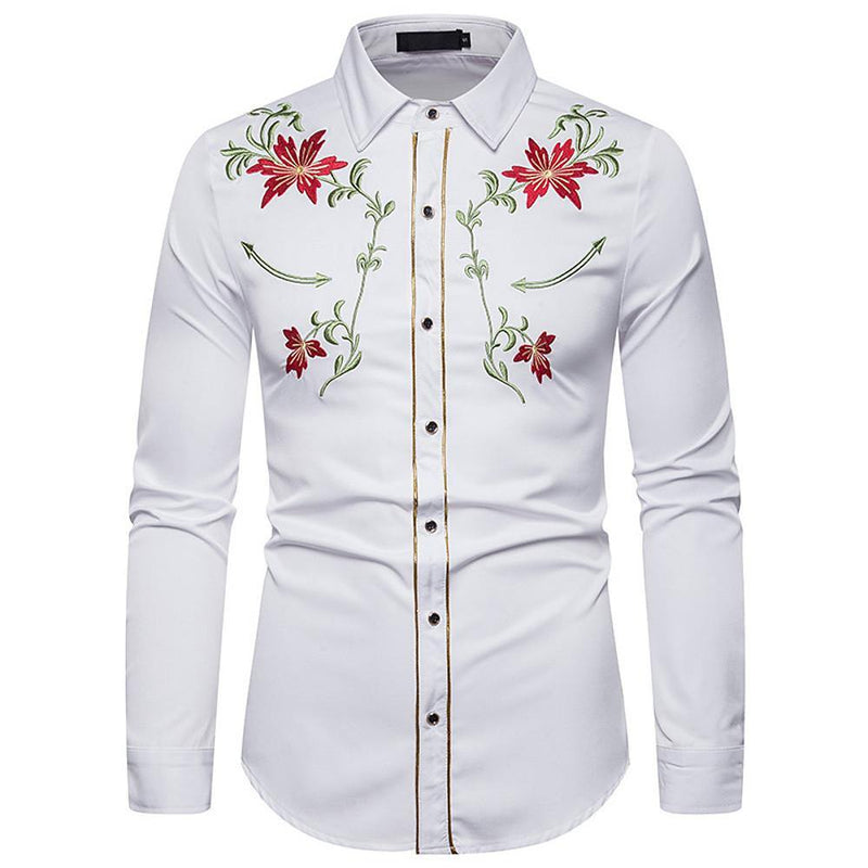 Men's Geometric Floral Daily Business Shirt - AM APPAREL