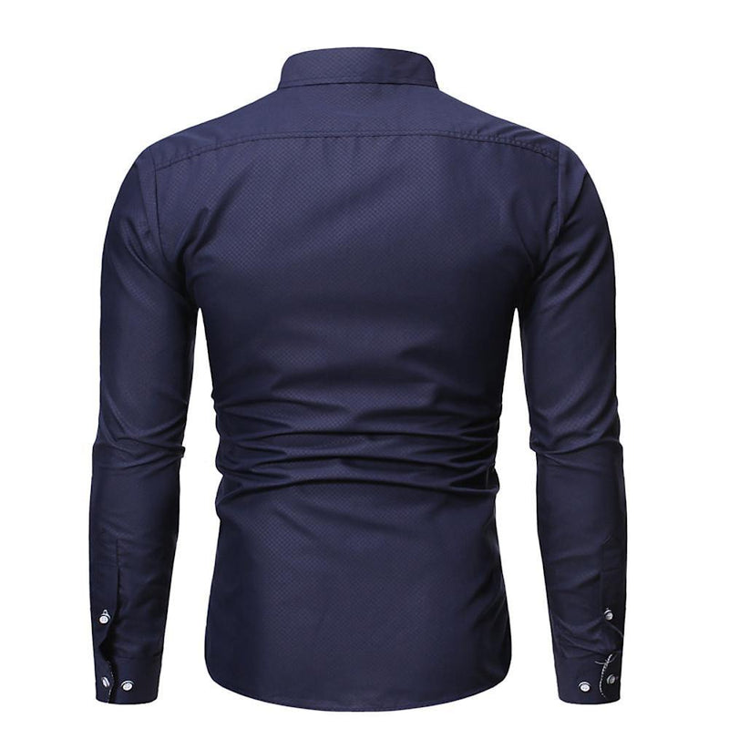 Men's Geometric Long Sleeve Daily Business Shirt - AM APPAREL