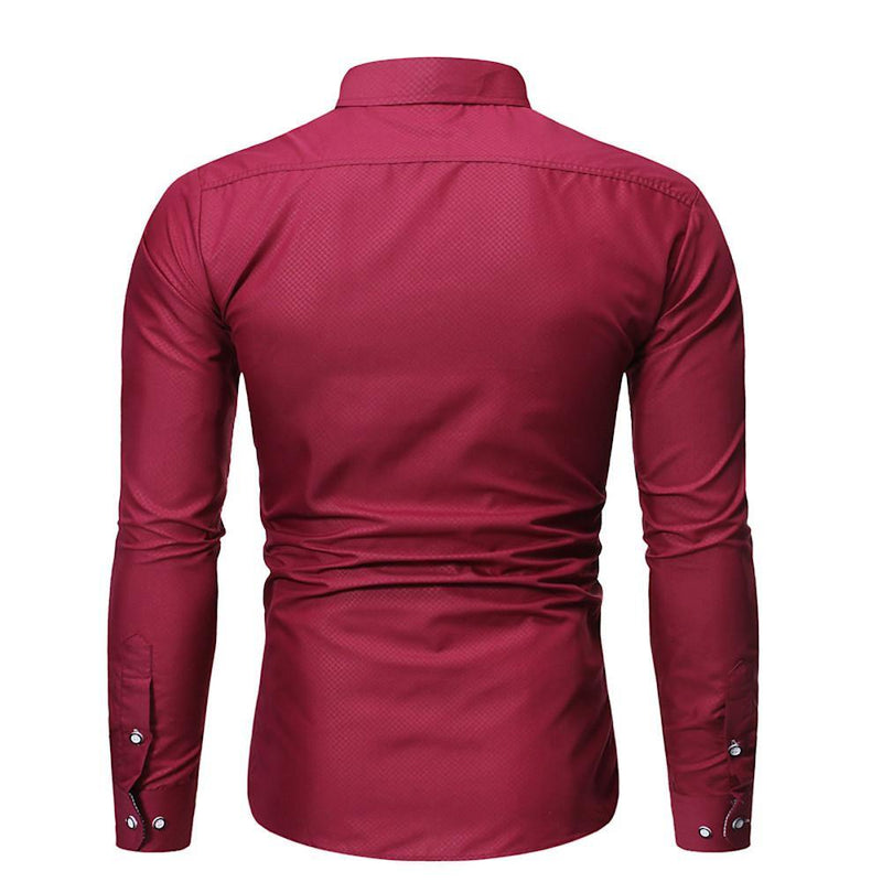 Men's Geometric Long Sleeve Daily Business Shirt - AM APPAREL