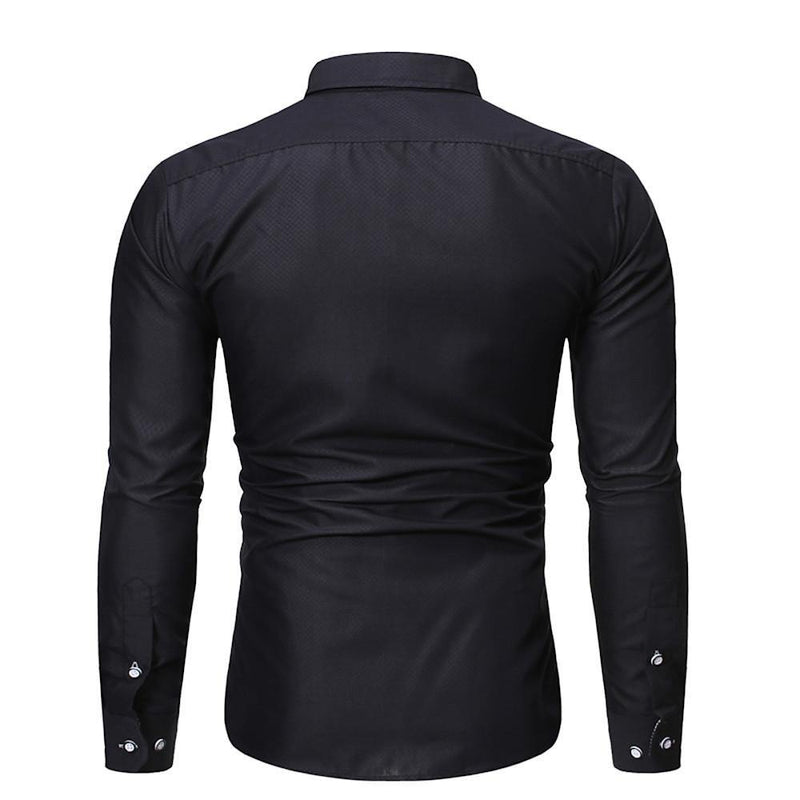 Men's Geometric Long Sleeve Daily Business Shirt - AM APPAREL