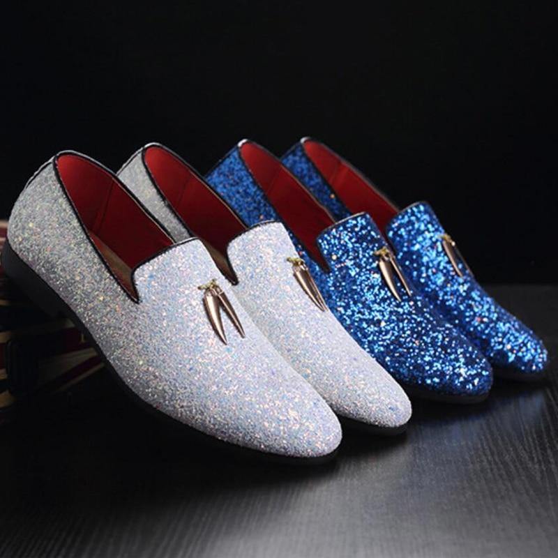 Men's Glitter Formal Loafer Shoes - AM APPAREL