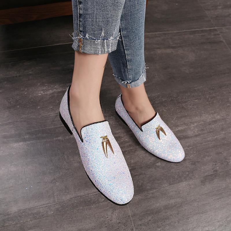 Men's Glitter Formal Loafer Shoes - AM APPAREL