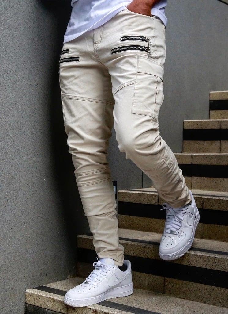 Men's Harem Multi-pocket Slim Fit Zip Joggers - AM APPAREL