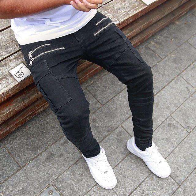 Men's Harem Multi-pocket Slim Fit Zip Joggers - AM APPAREL