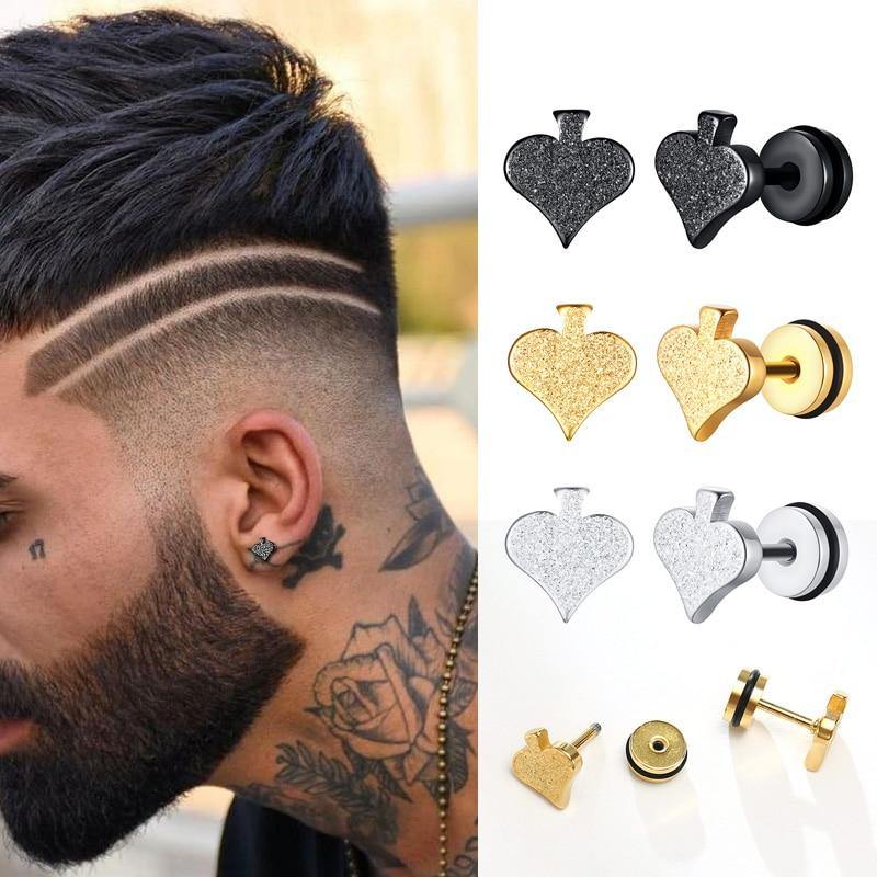 Men's Heart Stud Earring - AM APPAREL