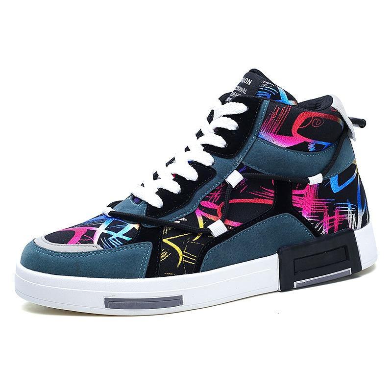 Men's High Top Graffiti Printed Sneakers - AM APPAREL