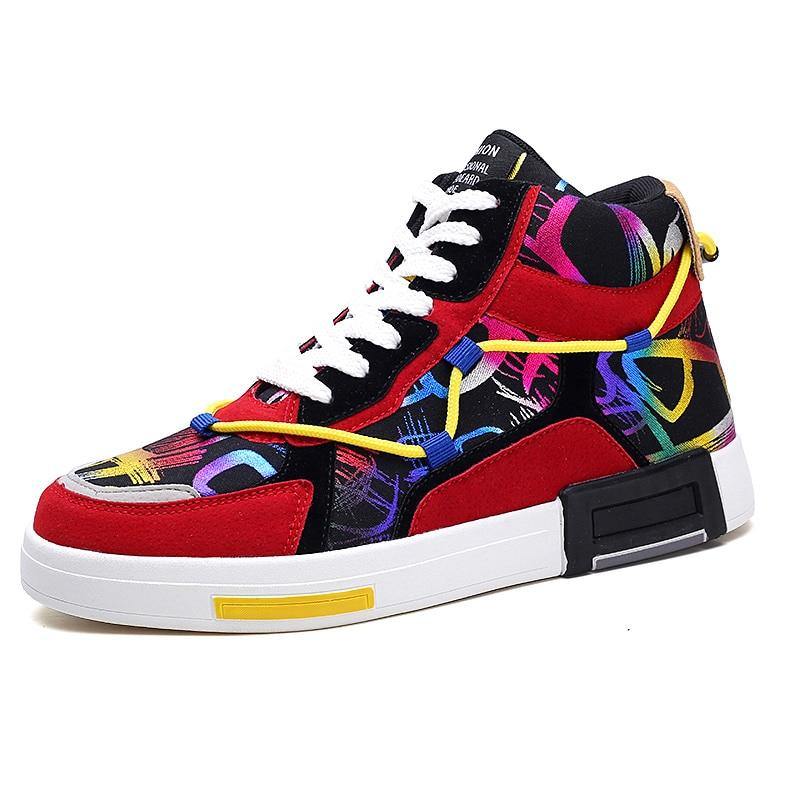 Men's High Top Graffiti Printed Sneakers - AM APPAREL