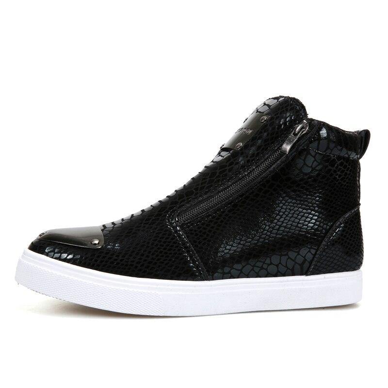 Men's High Top Zip Closure Vulcanized Sheos - AM APPAREL