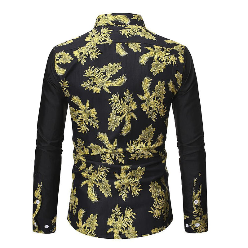 Men's Leaf Print Casual Shirt - AM APPAREL