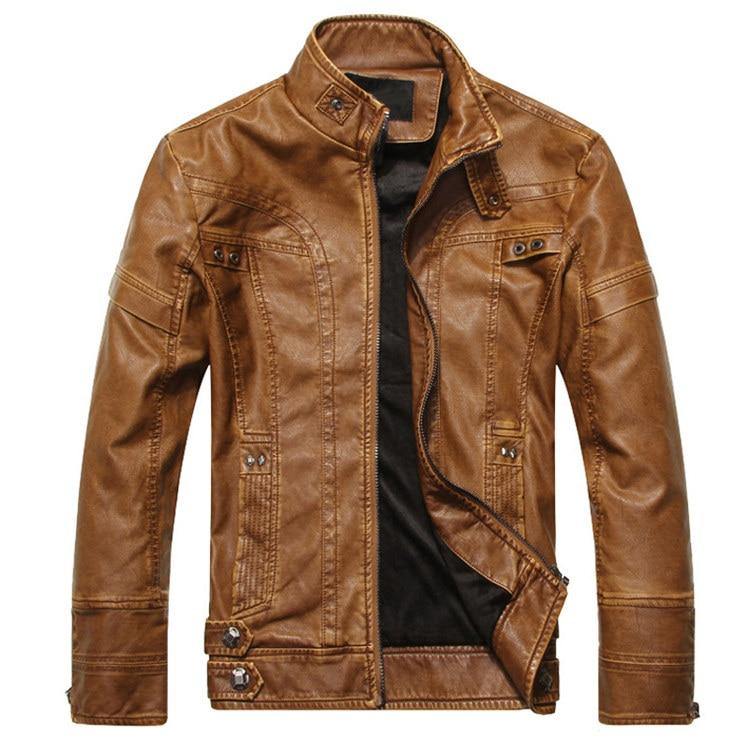 Men's Motorcycle Casual PU Leather Jacket - AM APPAREL