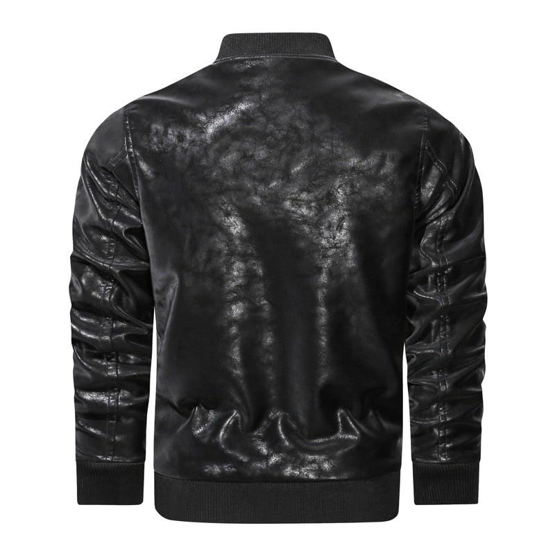 Men's Motorcycle Slim Fit PU Leather Jacket - AM APPAREL