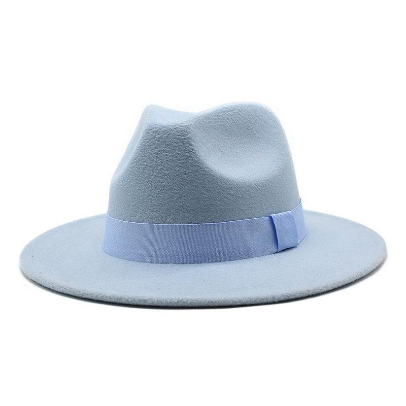 Men's New Wide Brim Fedora Hats With Ribbon - AM APPAREL