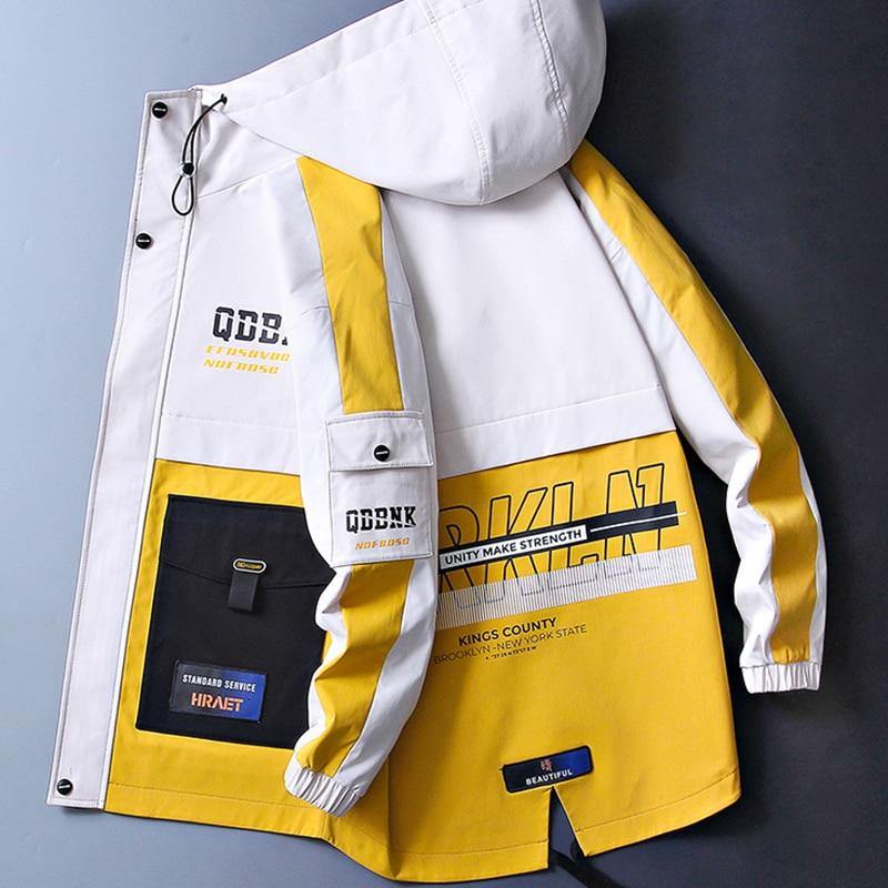 Men's Patchwork Streetwear Windbreaker Coat - AM APPAREL