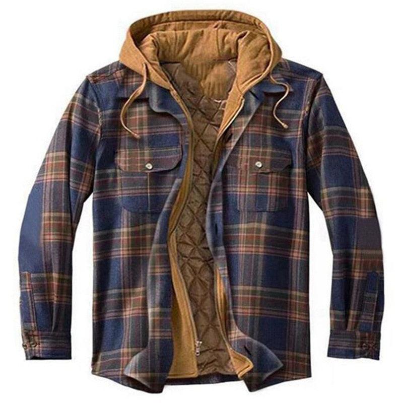 Men's Plaid Cotton Thick Winter Jacket - AM APPAREL