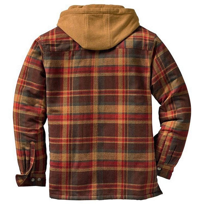 Men's Plaid Cotton Thick Winter Jacket - AM APPAREL