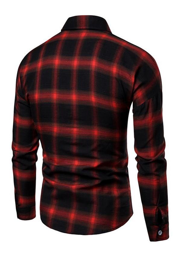 Men's Plaid Square Light Weight Business Shirt - AM APPAREL