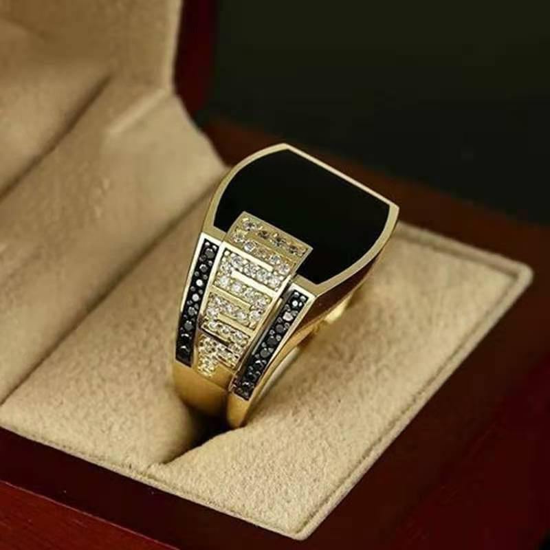 Men's Punk Style Inlaid Zircon Ring - AM APPAREL