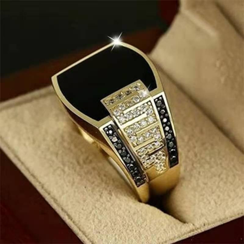 Men's Punk Style Inlaid Zircon Ring - AM APPAREL