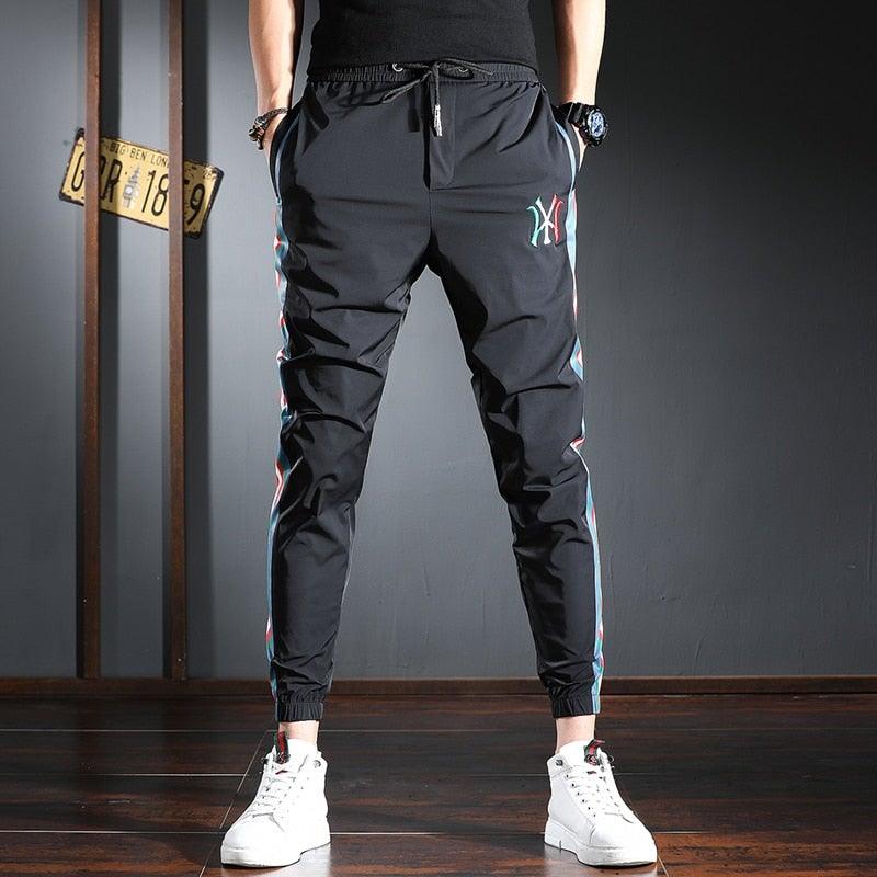 Men's Side Stripe Slim Fit Joggers - AM APPAREL