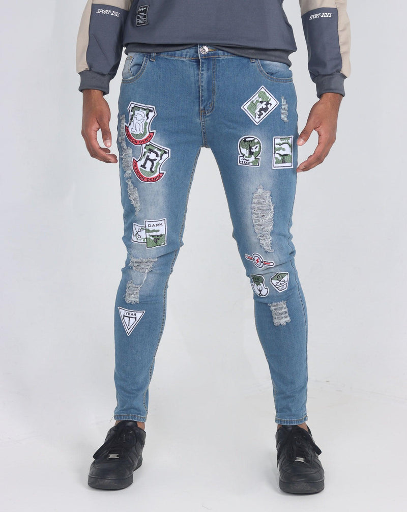 Men's Skinny Motorcycle Zip Jeans - AM APPAREL