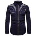 Men's Slim Fit Embroidered Shirt - AM APPAREL