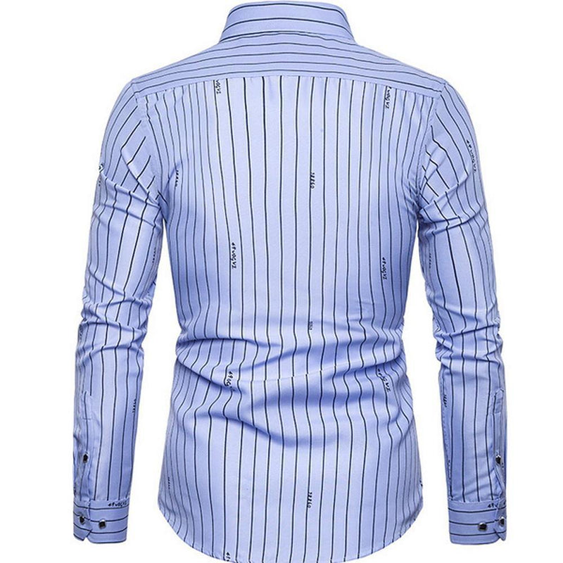 Men's Slim Fit Striped Polyester Shirt - AM APPAREL