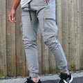 Men's Slim Fit Workout Multi-pocket Elastic Joggers - AM APPAREL