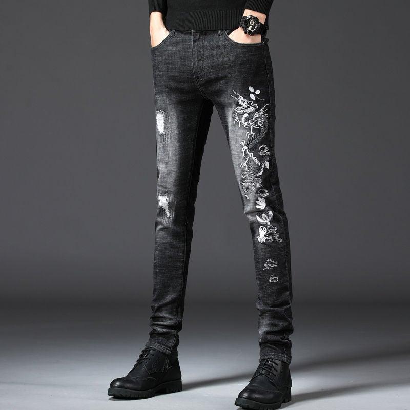 Men's Spring Ripped Slim Stretch Jeans - AM APPAREL