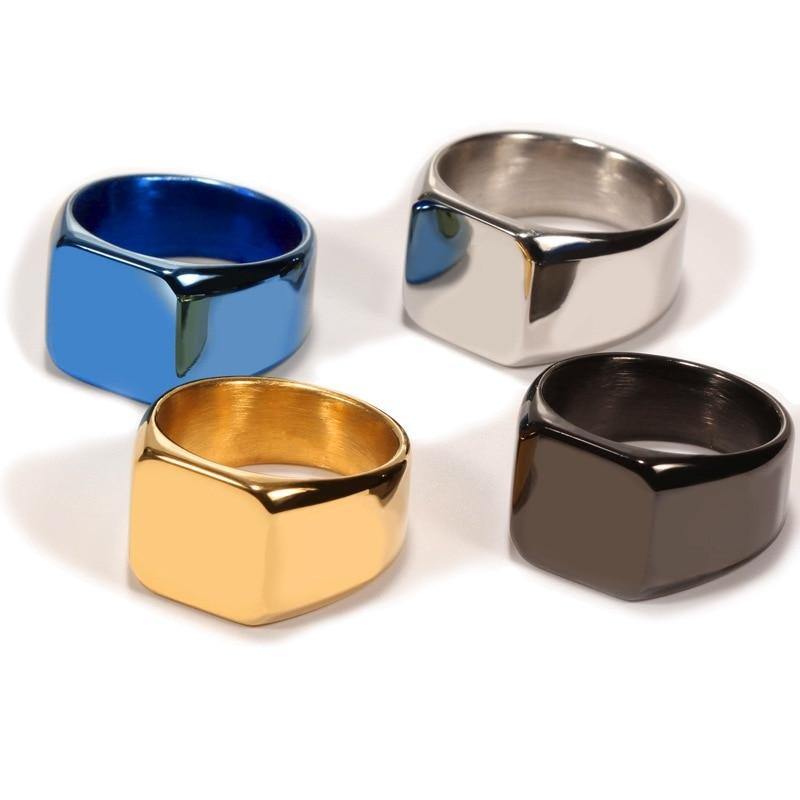 Men's Square Titanium Steel Rings - AM APPAREL