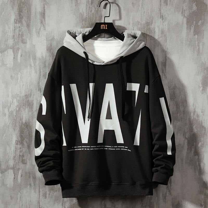 Men's Streetwear Big Letter Hooded Sweatshirt - AM APPAREL